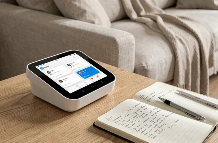 Gros plan sur un appareil Prolencia Smart FR posé sur une table avec des notes manuscrites, avis détaillé après utilisation prolongée